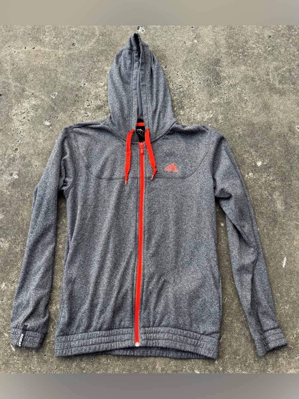 adidas Men’s Gray Performance Hoodie with Red Accents
